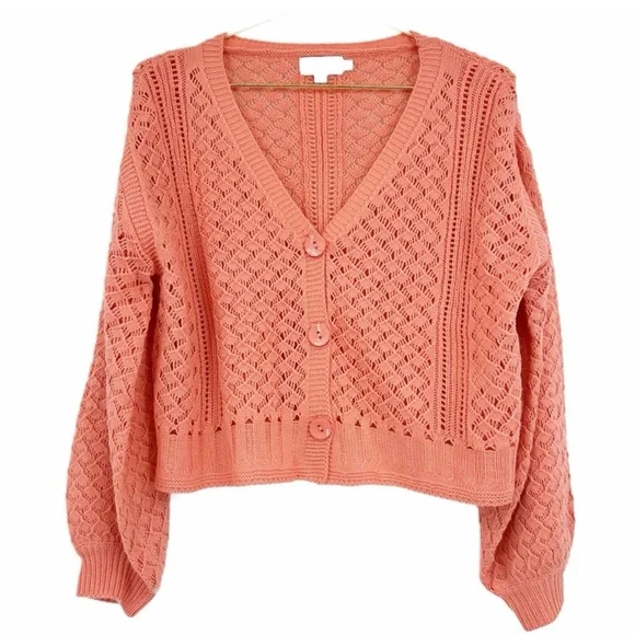 Molly Bracken Coral Knit Button Up Cardigan Sweater XS - Picture 10 of 10